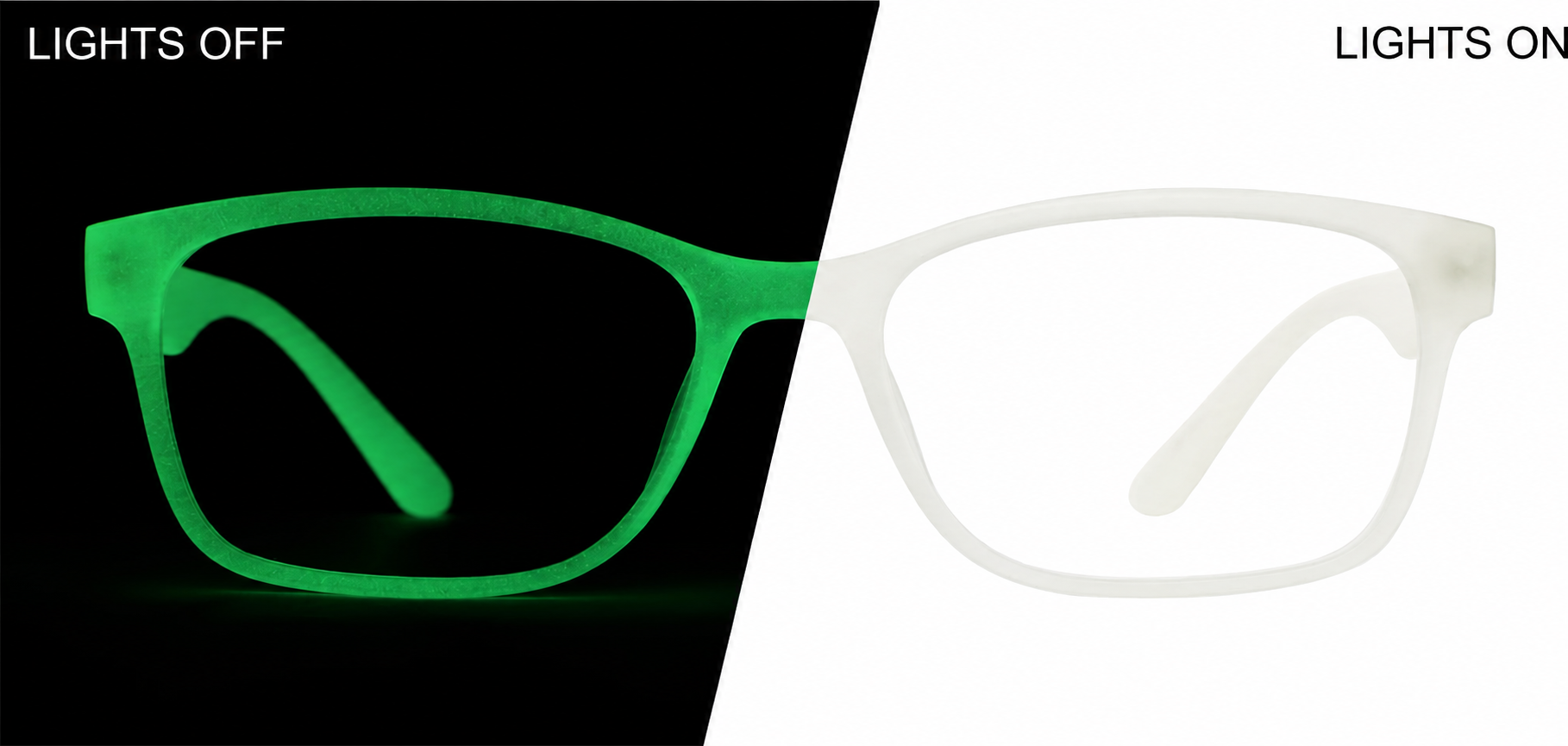 Green Glow Glow-in-the-Dark Rectangle Glasses · Green Glow · reference
