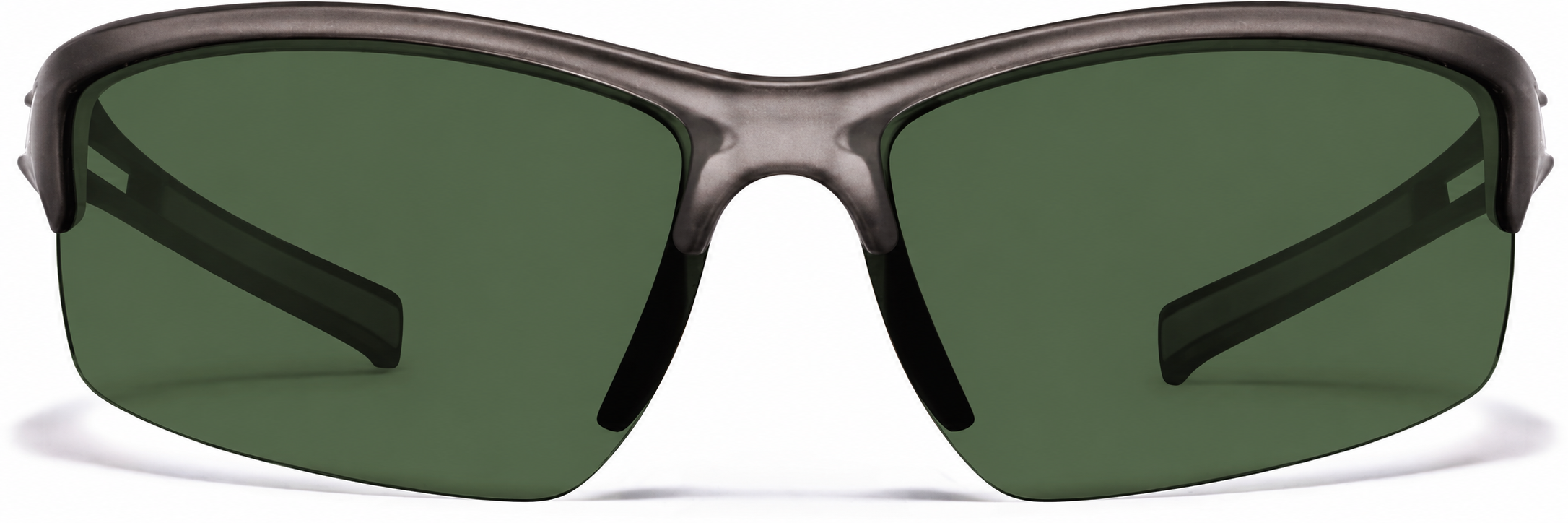 Gray with Green Lens Half Rim Wrap-Around Sunglasses · Gray with Green Lens · reference