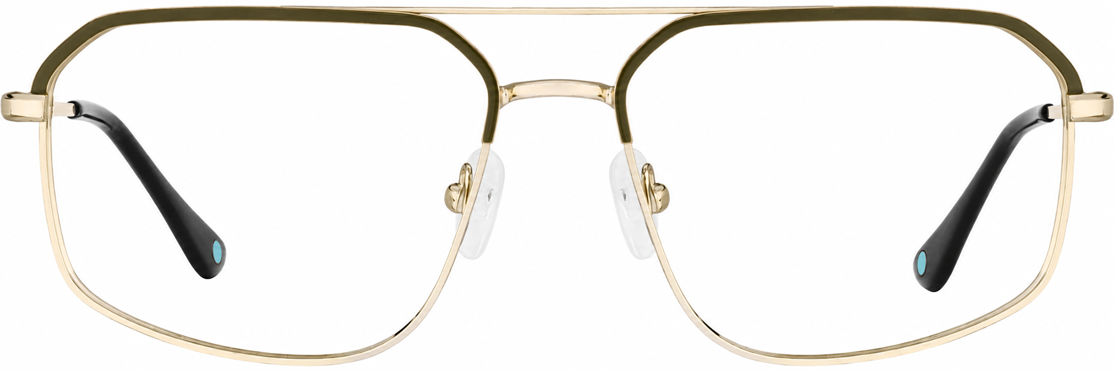 Dark Green and Gold Aviator Glasses · Dark Green and Gold · reference