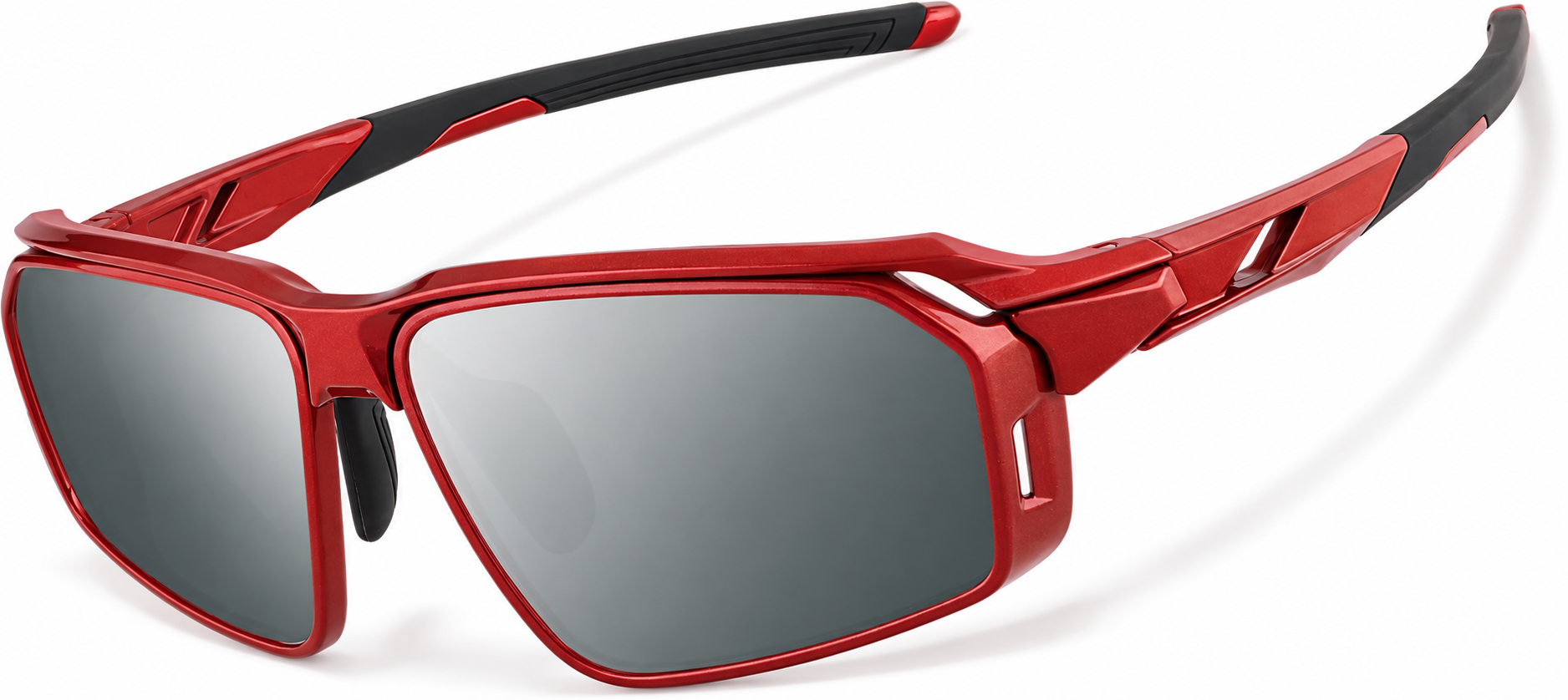 Red with Silver Mirror Active Wrap-Around Sunglasses · Red with Silver Mirror · reference