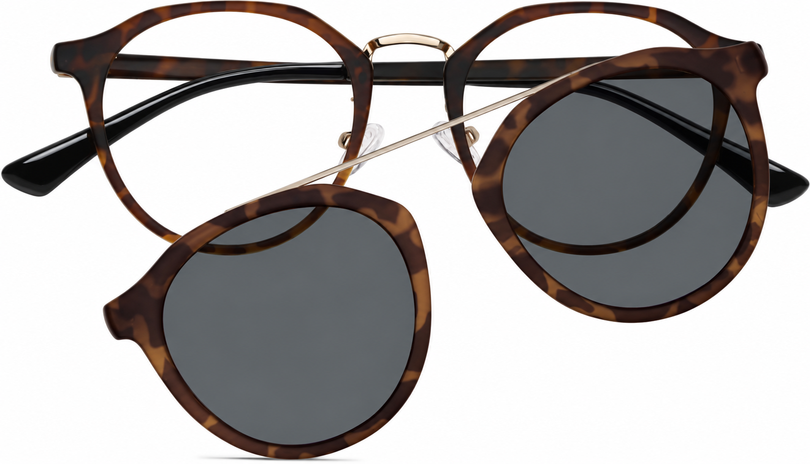 Tortoiseshell Polarized Round Magnetic Clip-on Glasses · Tortoiseshell · reference
