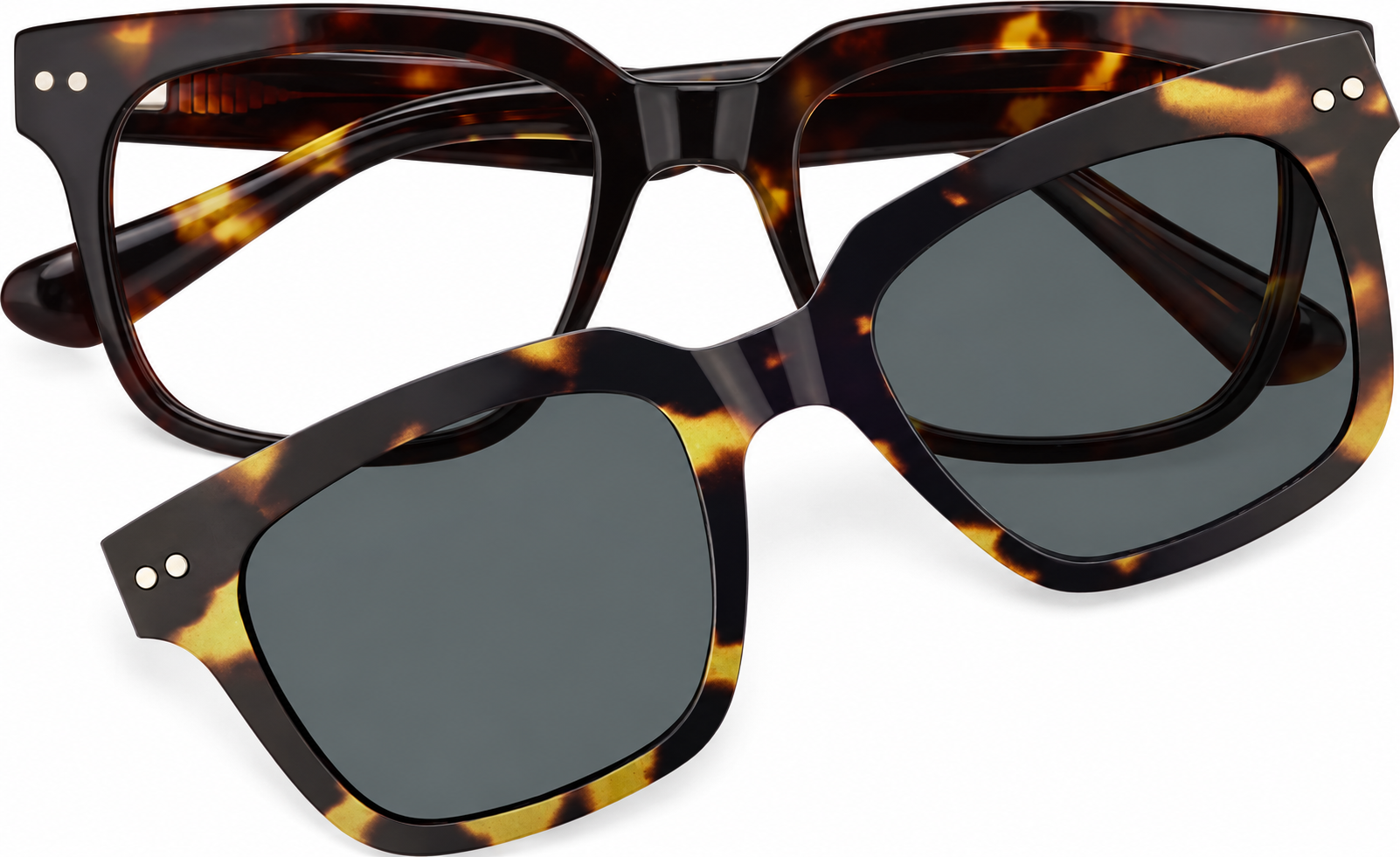 Tortoiseshell Polarized Square Magnetic Clip-on Glasses · Tortoiseshell · reference