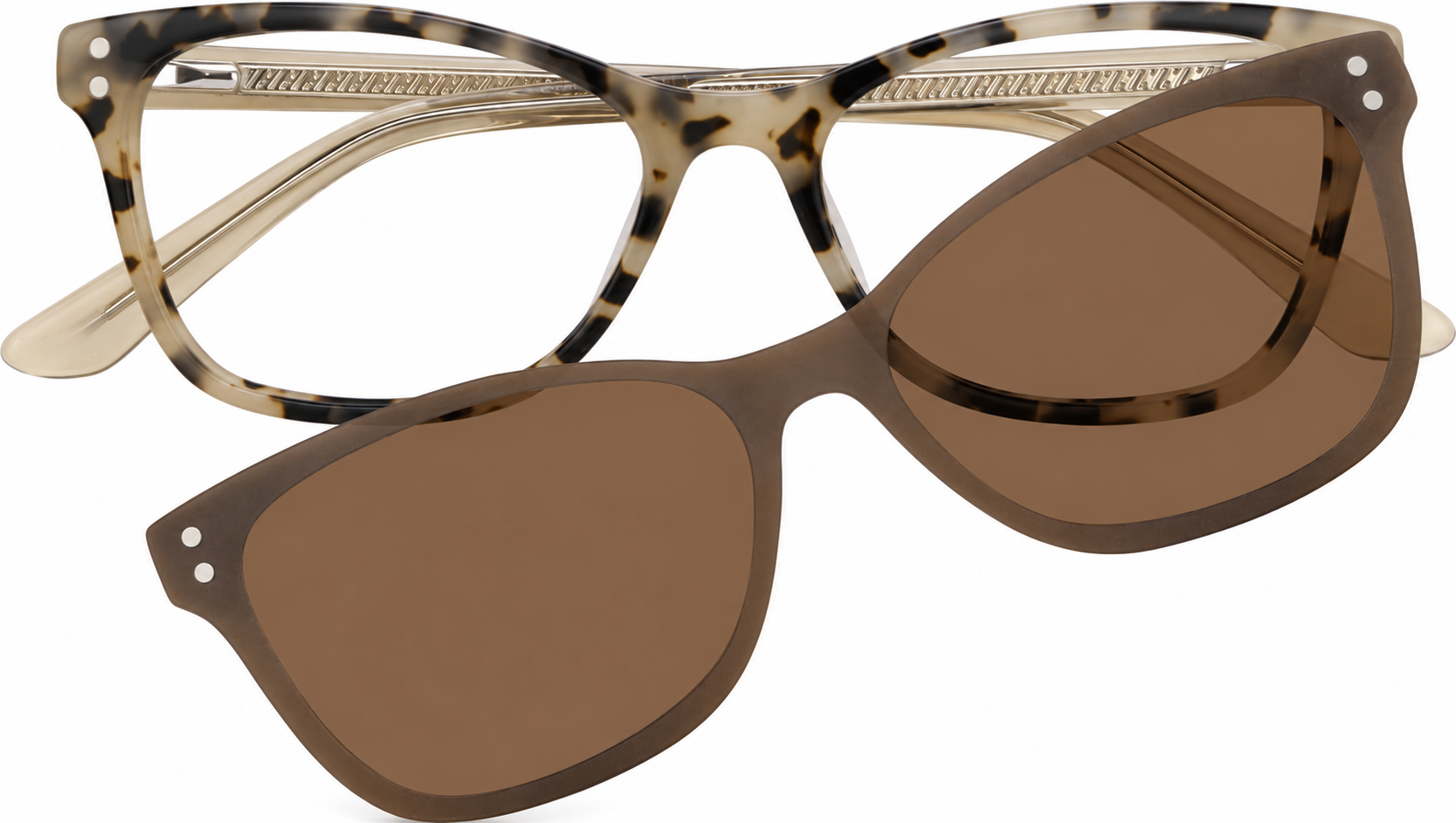 Tortoiseshell Polarized Rectangle Magnetic Clip-on Glasses · Tortoiseshell · reference
