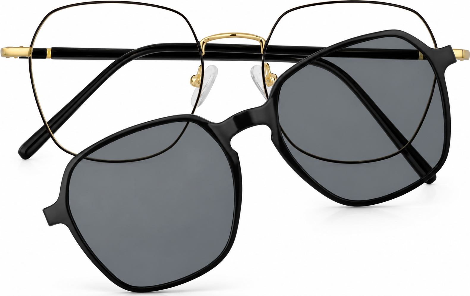 Black Polarized Geometric Magnetic Clip-on Glasses · Black · reference