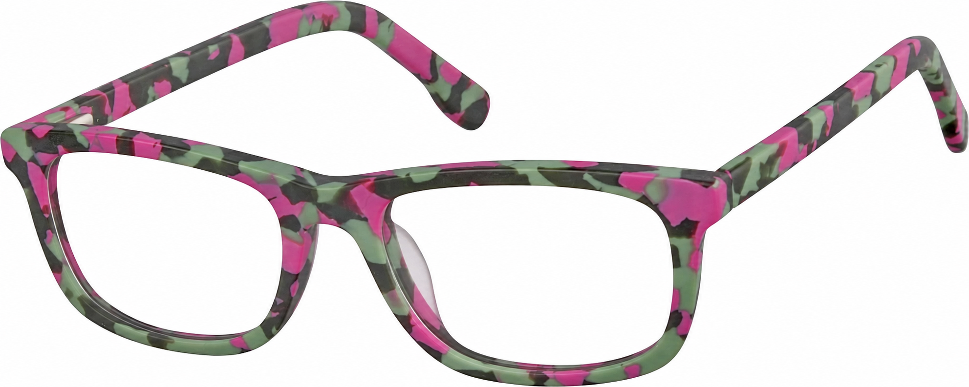 Fuschia/Green Kids’ Rectangle Glasses · Fuschia/Green · reference