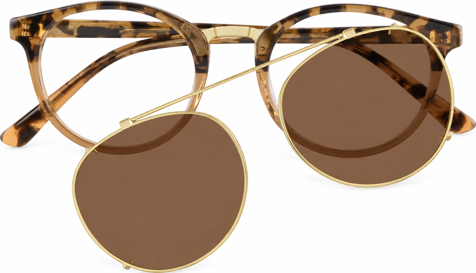 Tortoiseshell Polarized Round Clip-on Glasses · Tortoiseshell · reference