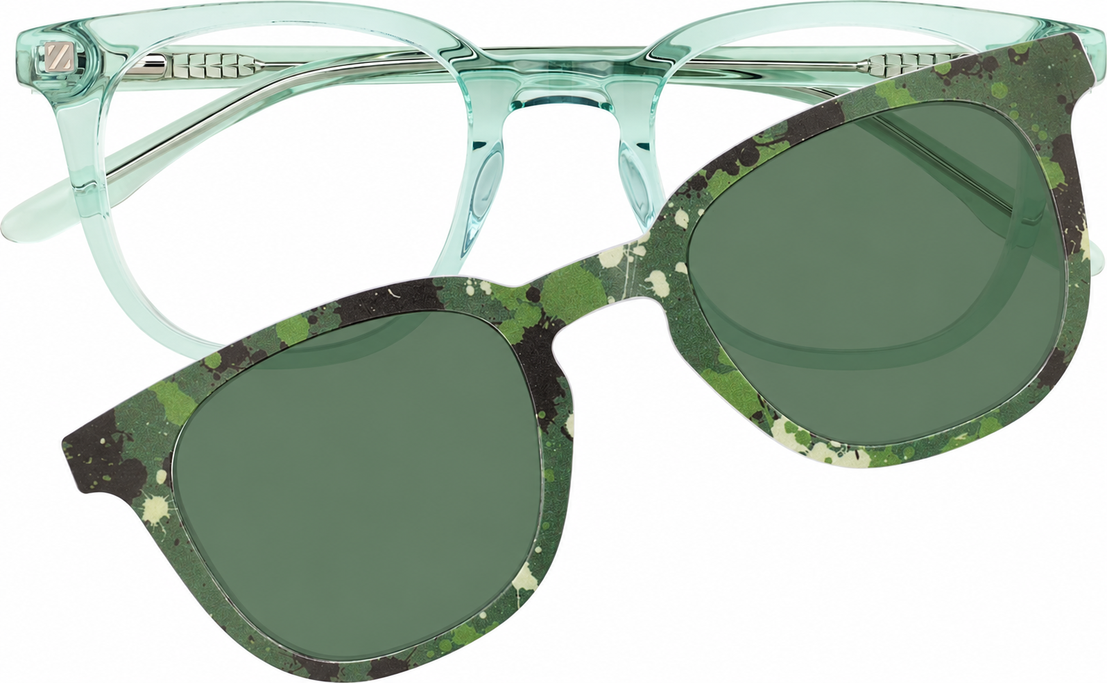 Green Kids' Polarized Square Magnetic Clip-on Glasses · Green · reference