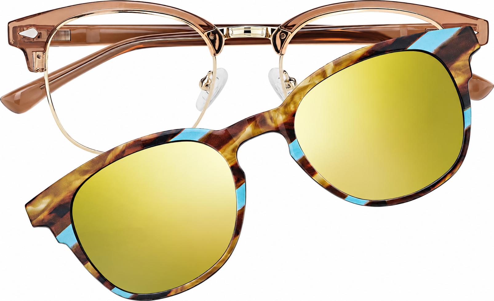 Brown Polarized Browline Magnetic Clip-on Glasses · Brown · reference