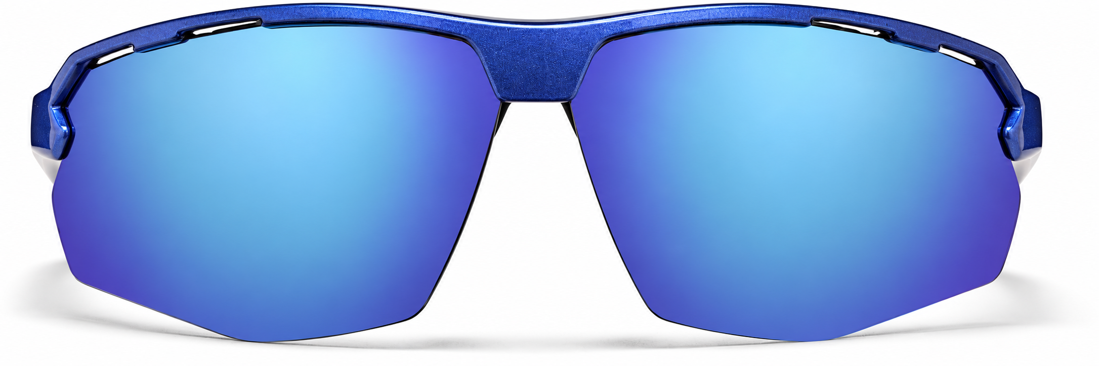 Blue with Blue Mirror Wrap-Around Half Rim Sunglasses · Blue with Blue Mirror · reference