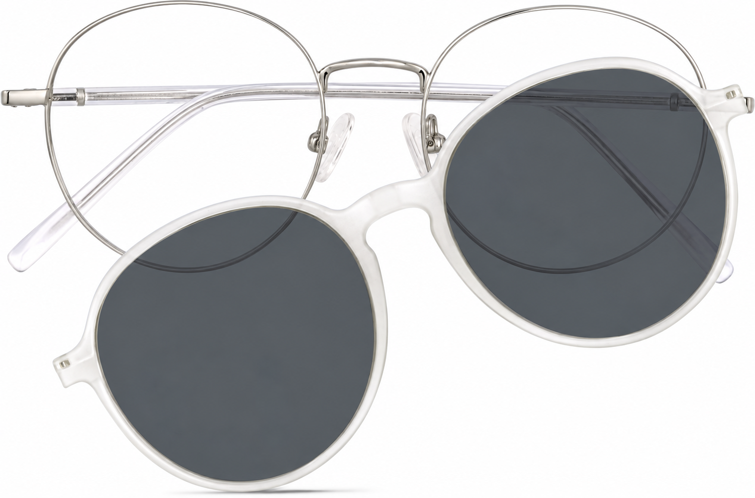 Silver Polarized Round Magnetic Clip-on Glasses · Silver · reference