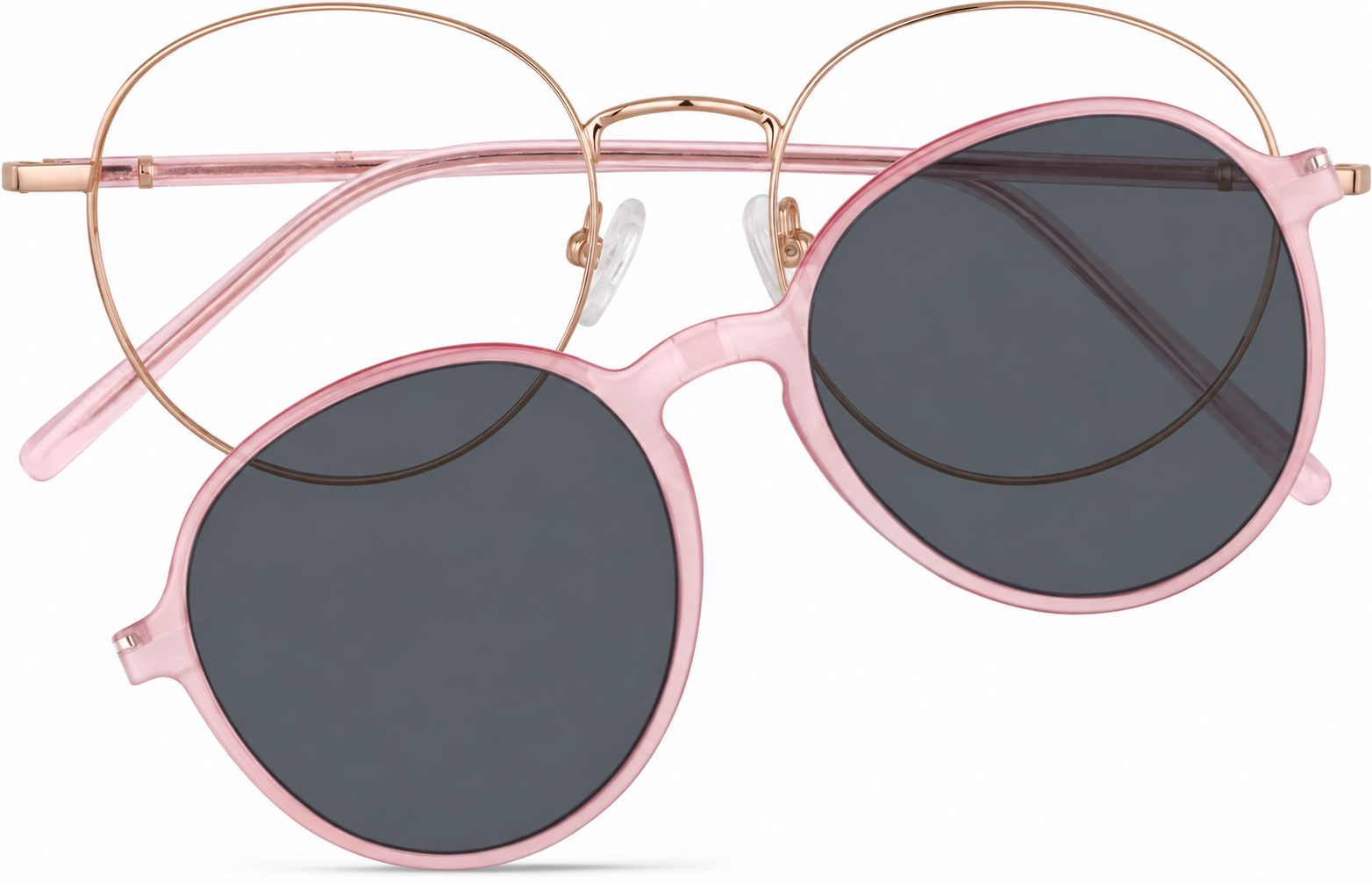 Rose Gold Polarized Round Magnetic Clip-on Glasses · Rose Gold · reference
