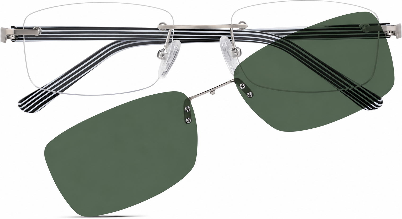 Silver Polarized Rectangle Magnetic Clip-on Glasses · Silver · reference