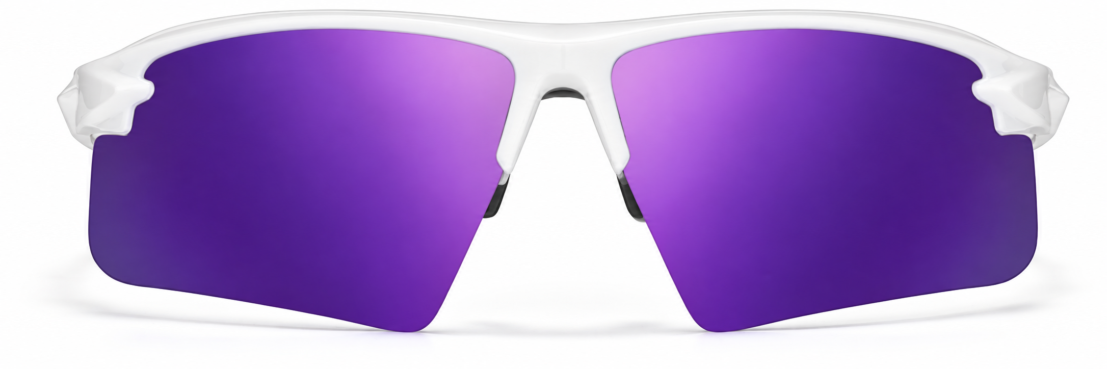 White with Purple Mirror Wrap-Around Sports Sunglasses(Larger Lenses) · White with Purple Mirror · reference