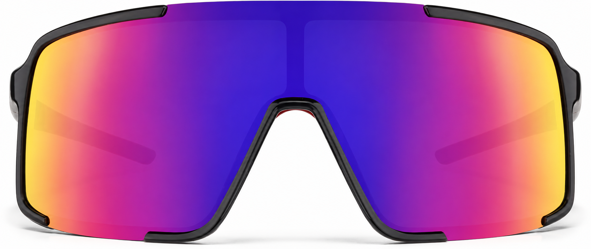 Black with Flame Red Mirror Wrap-Around Shield Sunglasses · Black with Flame Red Mirror · reference