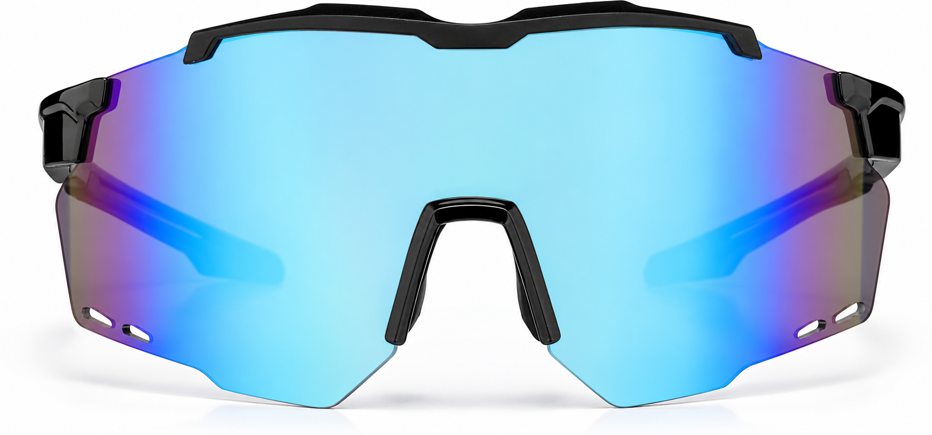 Black with Sky Blue Mirror Wrap-Around Shield Sunglasses · Black with Sky Blue Mirror · reference