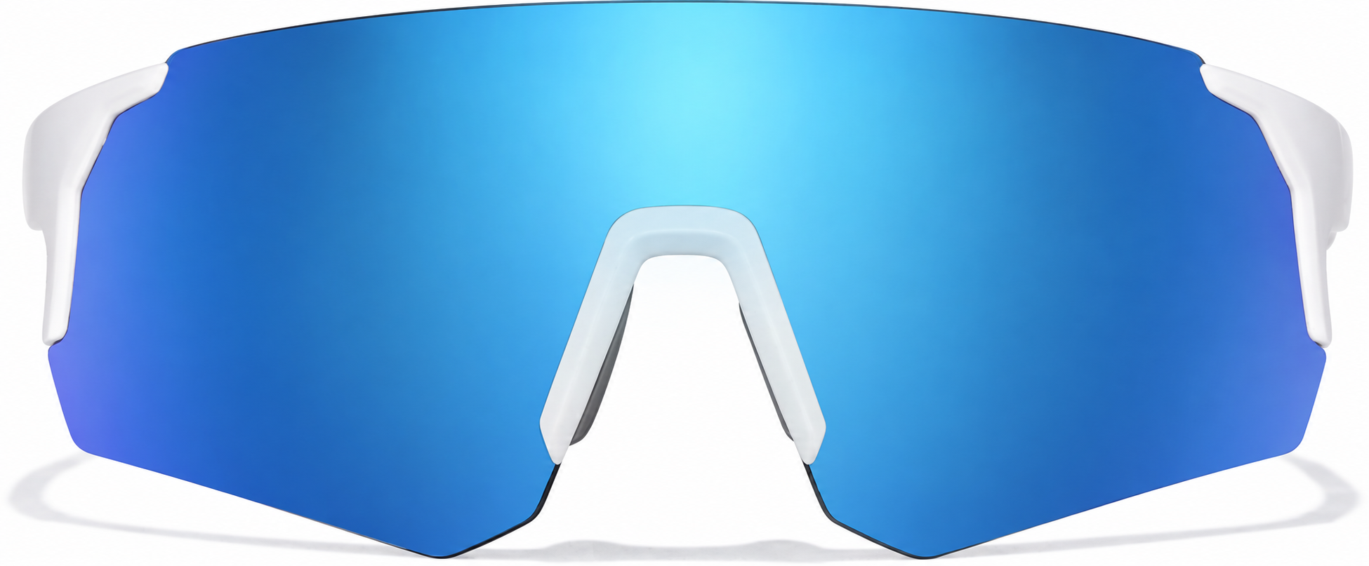 White with Blue Mirror Wrap-Around Sports Sunglasses · White with Blue Mirror · reference