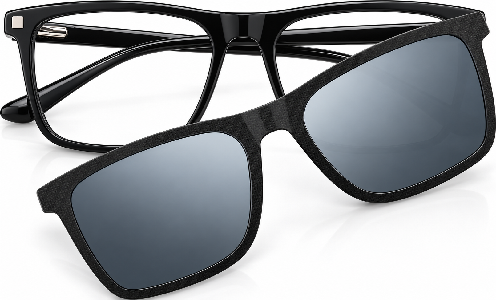 Black Polarized Rectangle Magnetic Clip-on Glasses · Black · reference