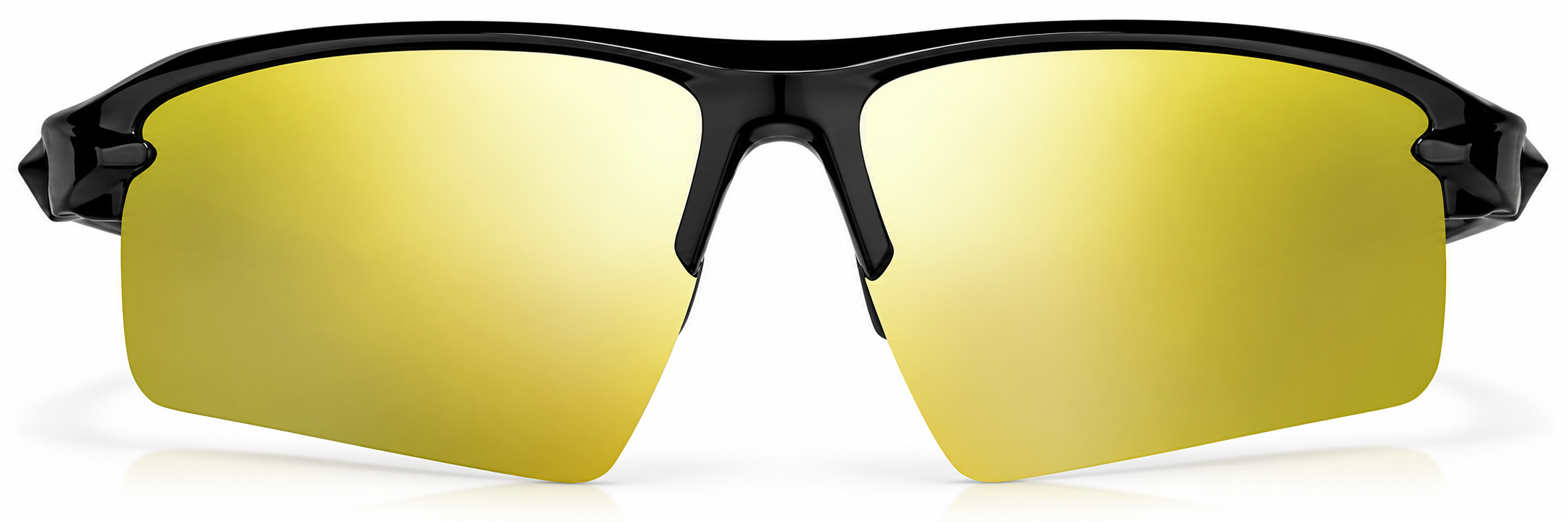 Black with Gold Mirror Wrap-Around Sports Sunglasses · Black with Gold Mirror · reference