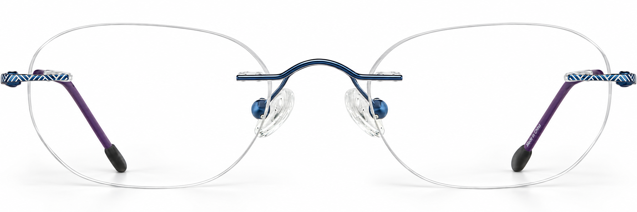 Blue Customizable Titanium Rimless Glasses · Blue · reference