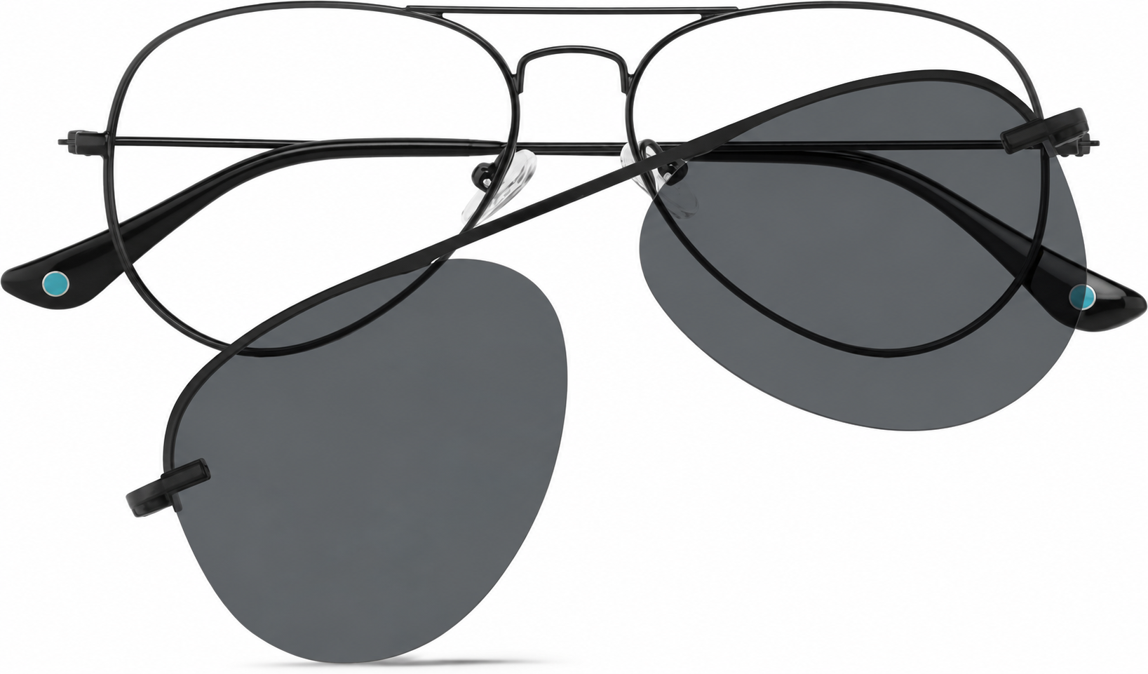 Black Polarized Aviator Magnetic Clip-on Glasses · Black · reference