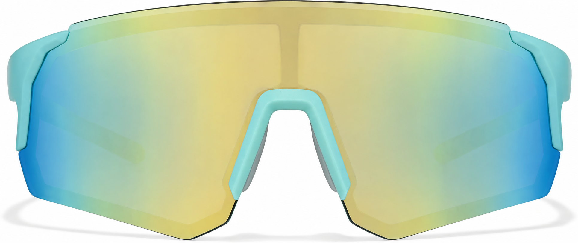 Teal with Gold Mirror Wrap-Around Sports Sunglasses · Teal with Gold Mirror · reference