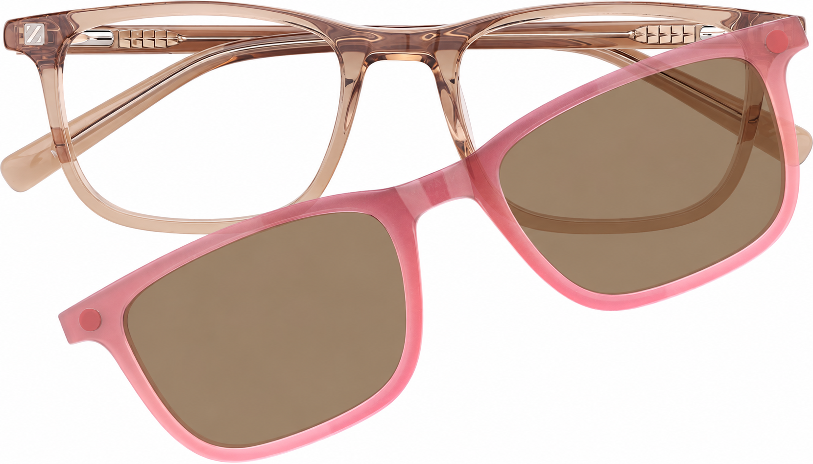 Brown Kids' Polarized Rectangle Magnetic Clip-on Glasses · Brown · reference