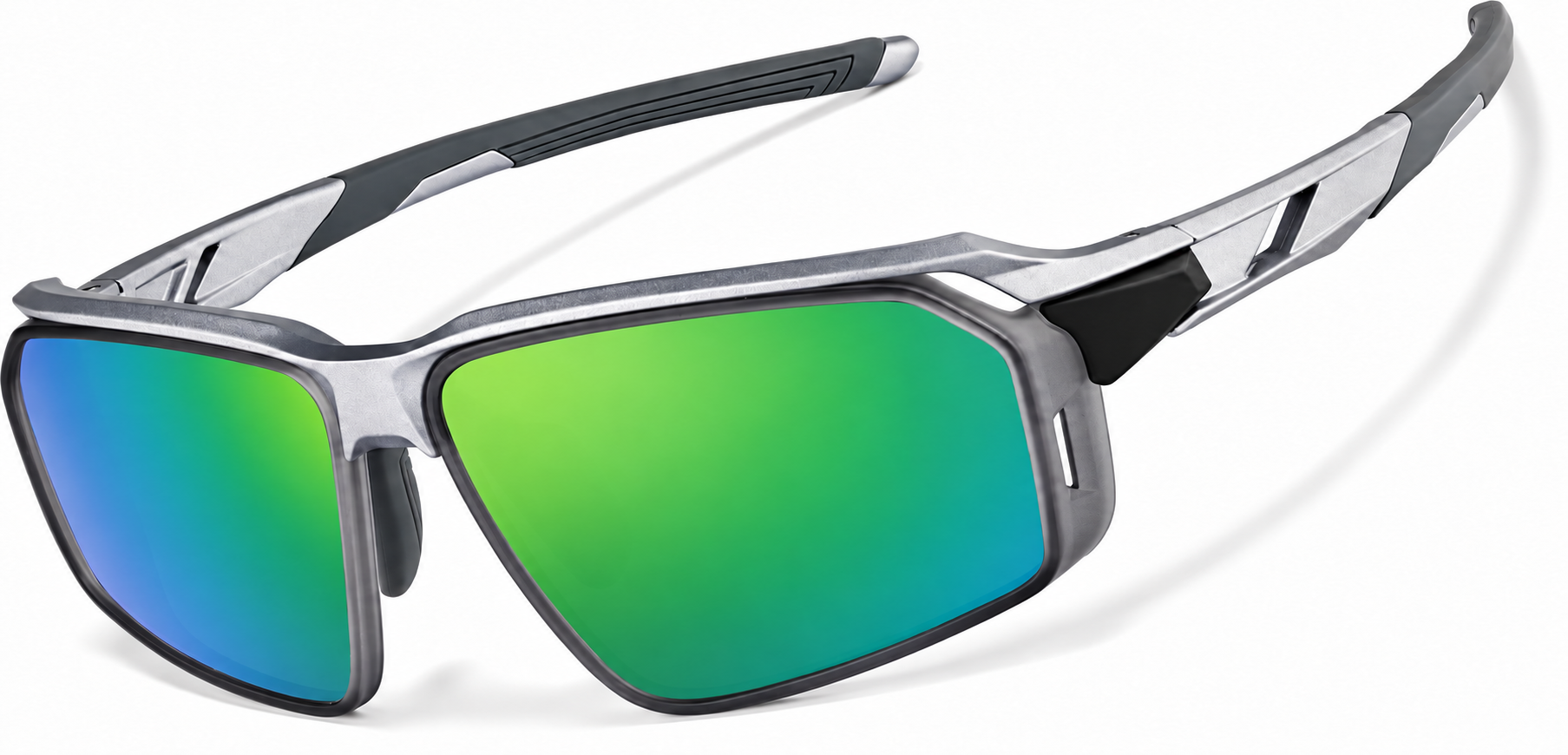 Silver with Green Mirror Active Wrap-Around Sunglasses · Silver with Green Mirror · reference