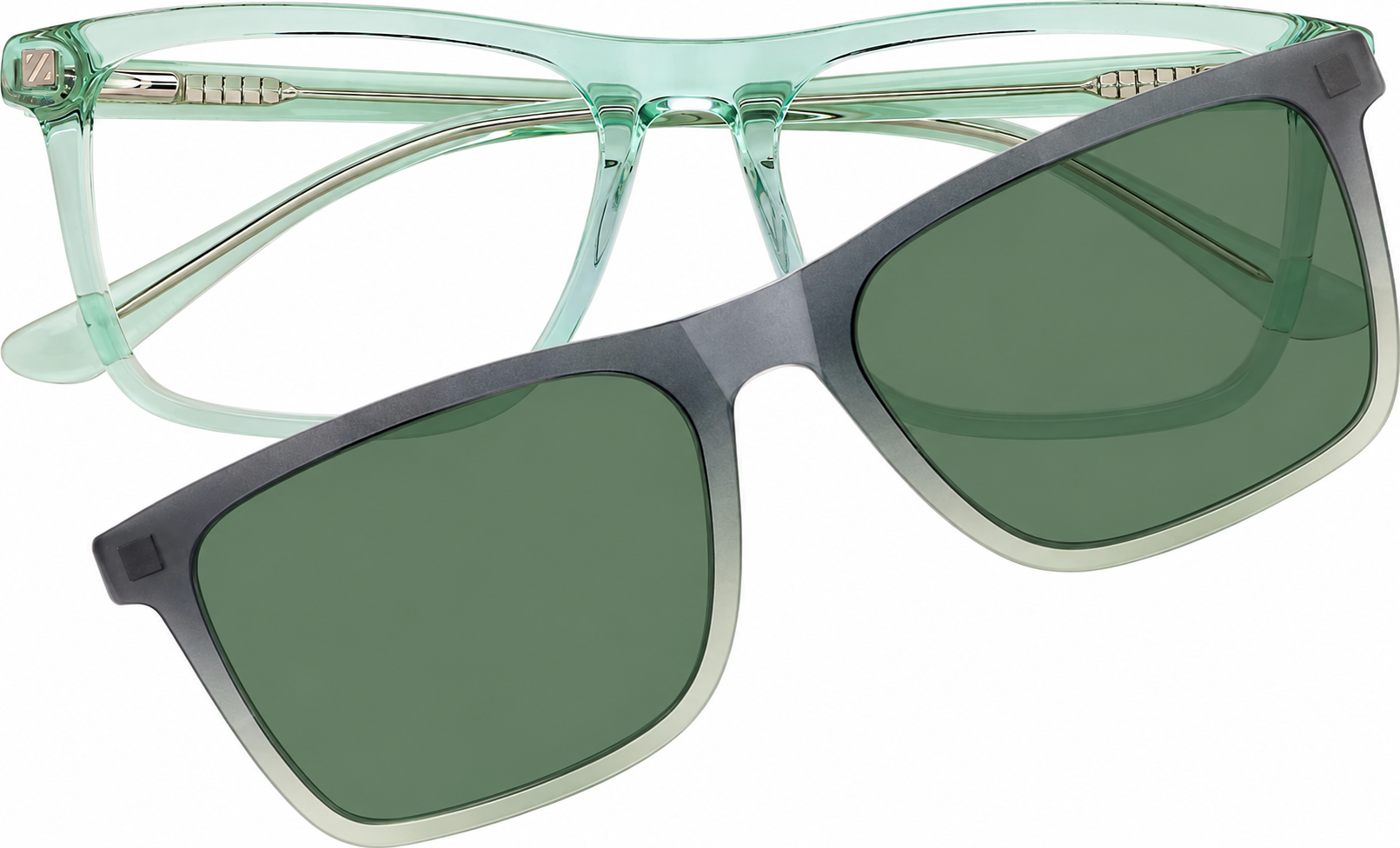 Green Polarized Rectangle Magnetic Clip-on Glasses · Green · reference