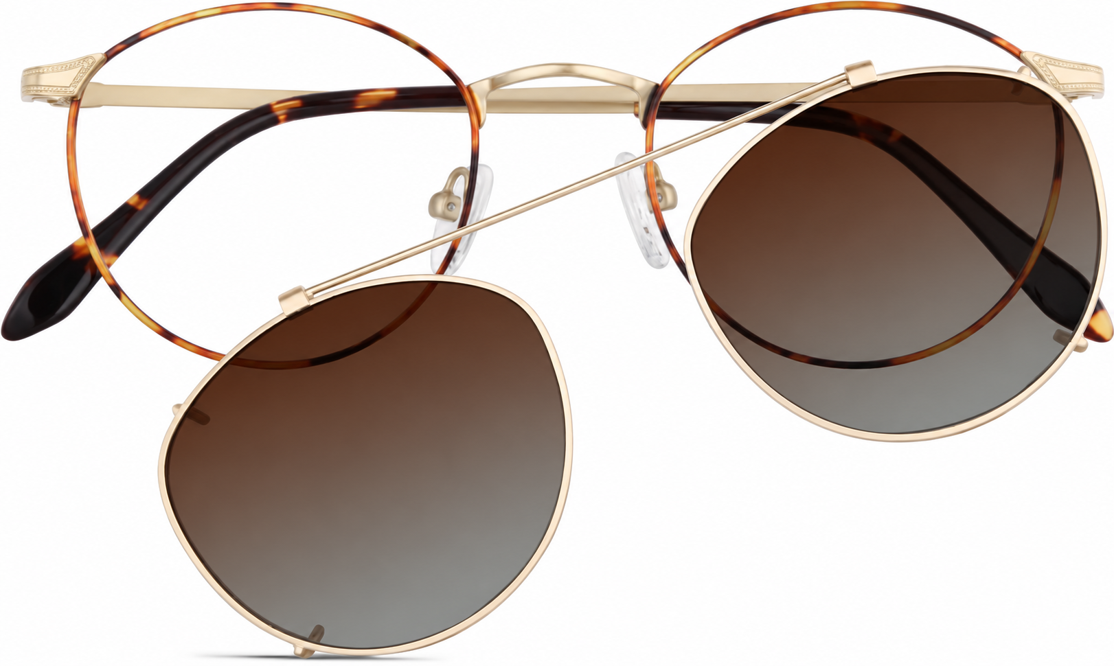 Tortoiseshell Polarized Round Clip-on Glasses · Tortoiseshell · reference