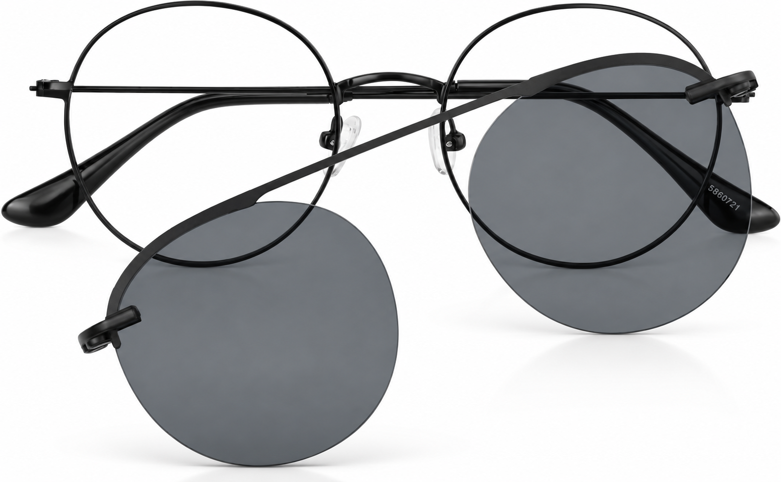 Black Polarized Round Magnetic Clip-on Glasses · Black · reference