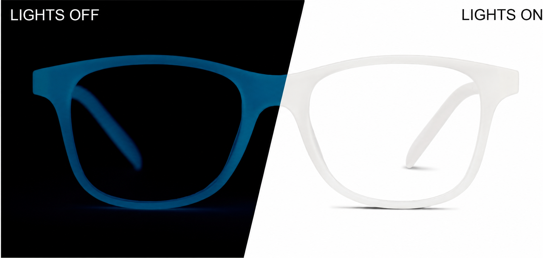 Blue Glow Kids' Glow-in-the-Dark Square Glasses · Blue Glow · reference